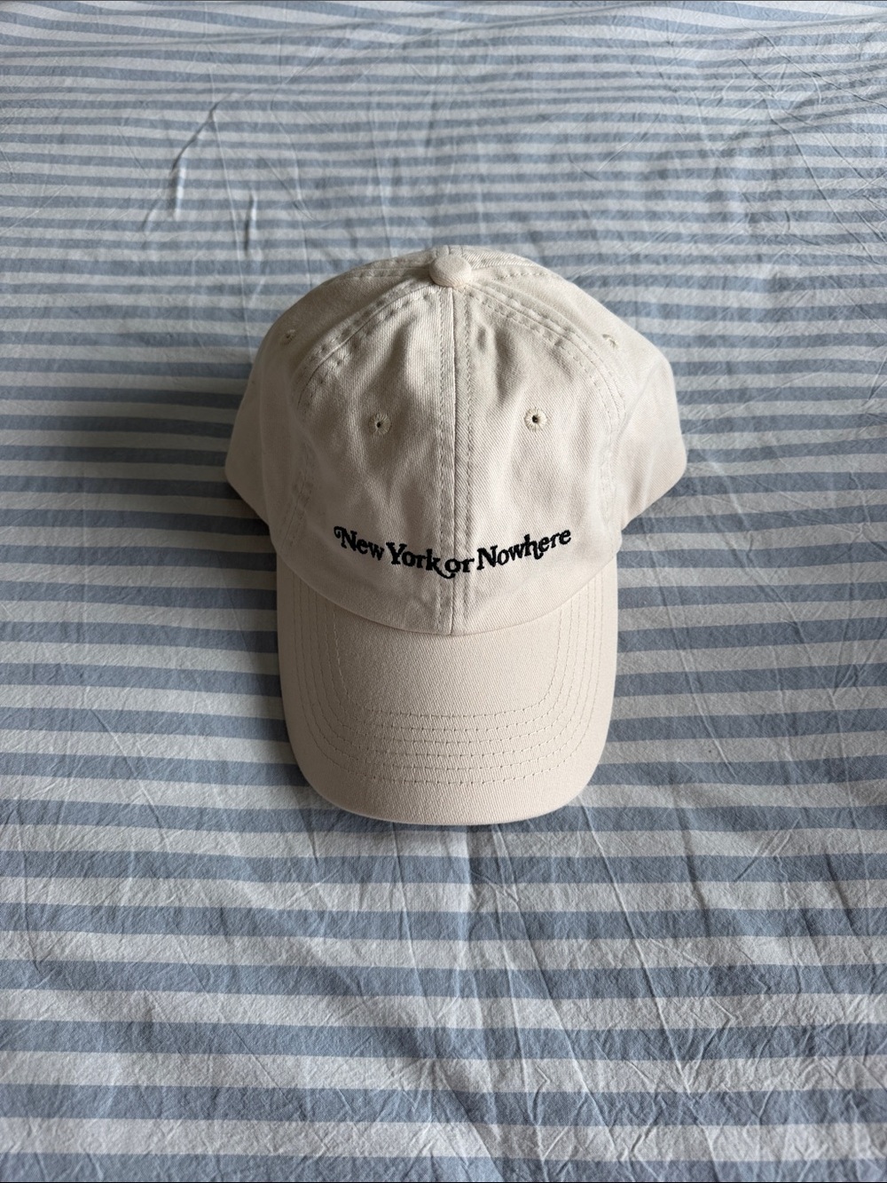 New York or Nowhere Embroidered Baseball Cap - Cream
